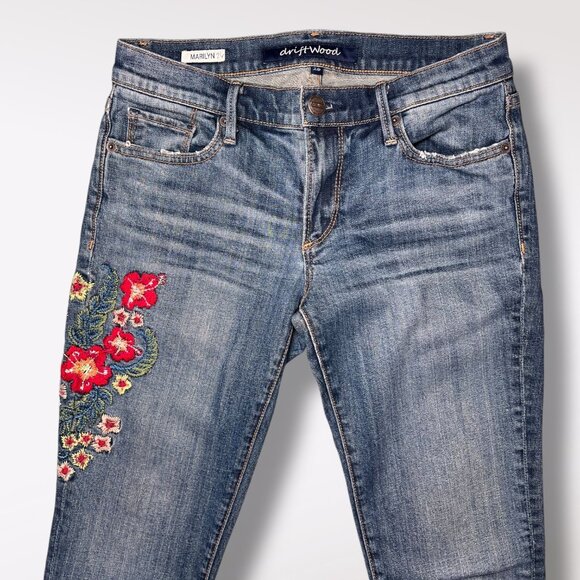 Driftwood Marilyn Jeans 26 Embroidered Floral Skinny Stretch Denim - Picture 2 of 8